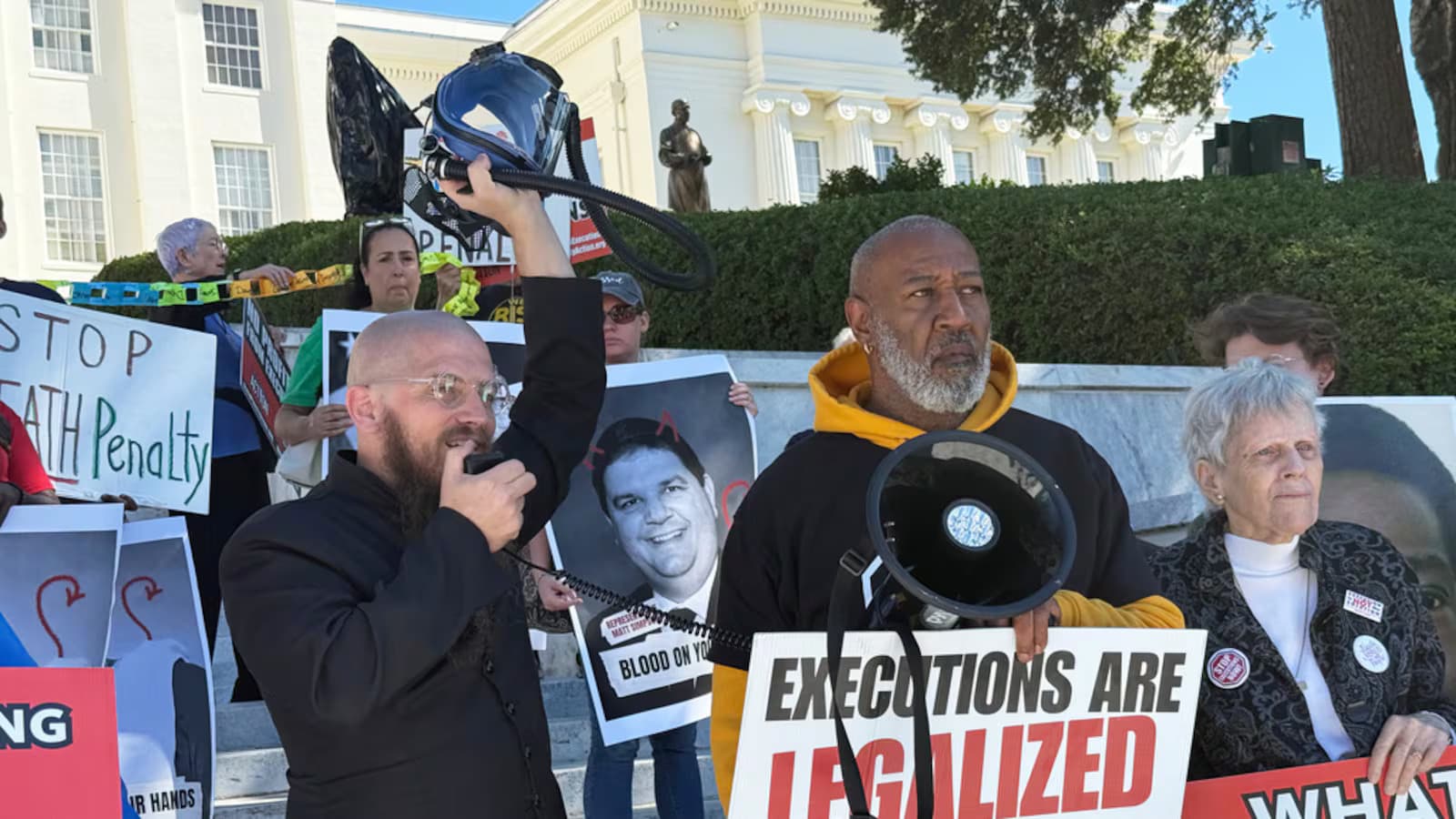 The Rev. Jeff Hood speaks at a protest against the death penalty