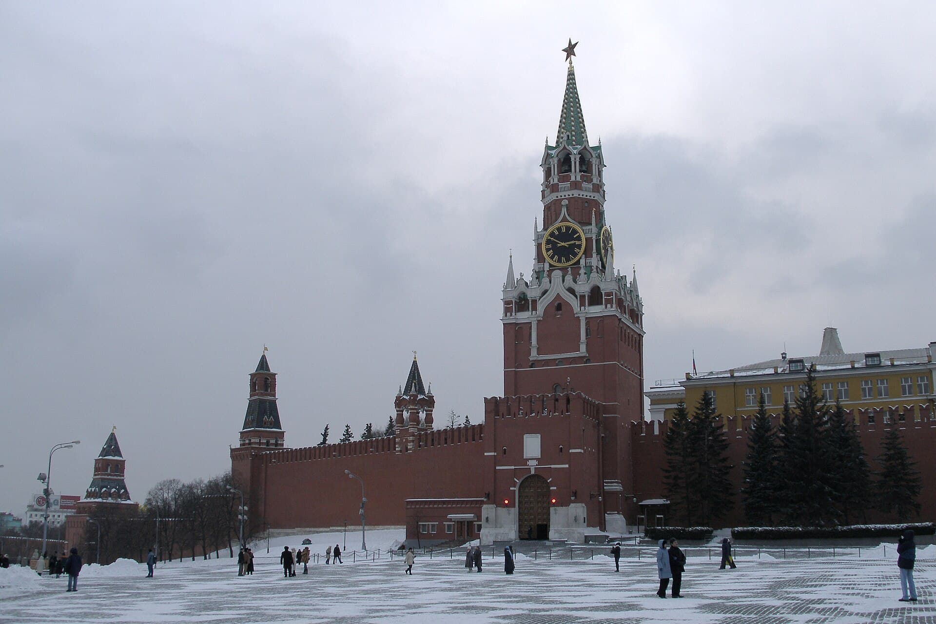 The Kremlin wall and Red Square in Moscow in winter