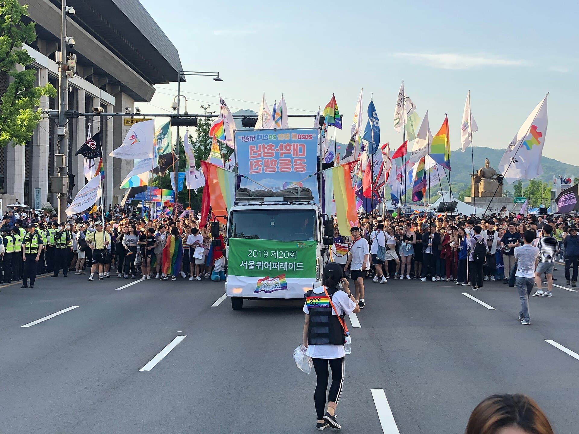 The Seoul Queer Pride Parade passing through Gwanghwamun Plaza in Seoul